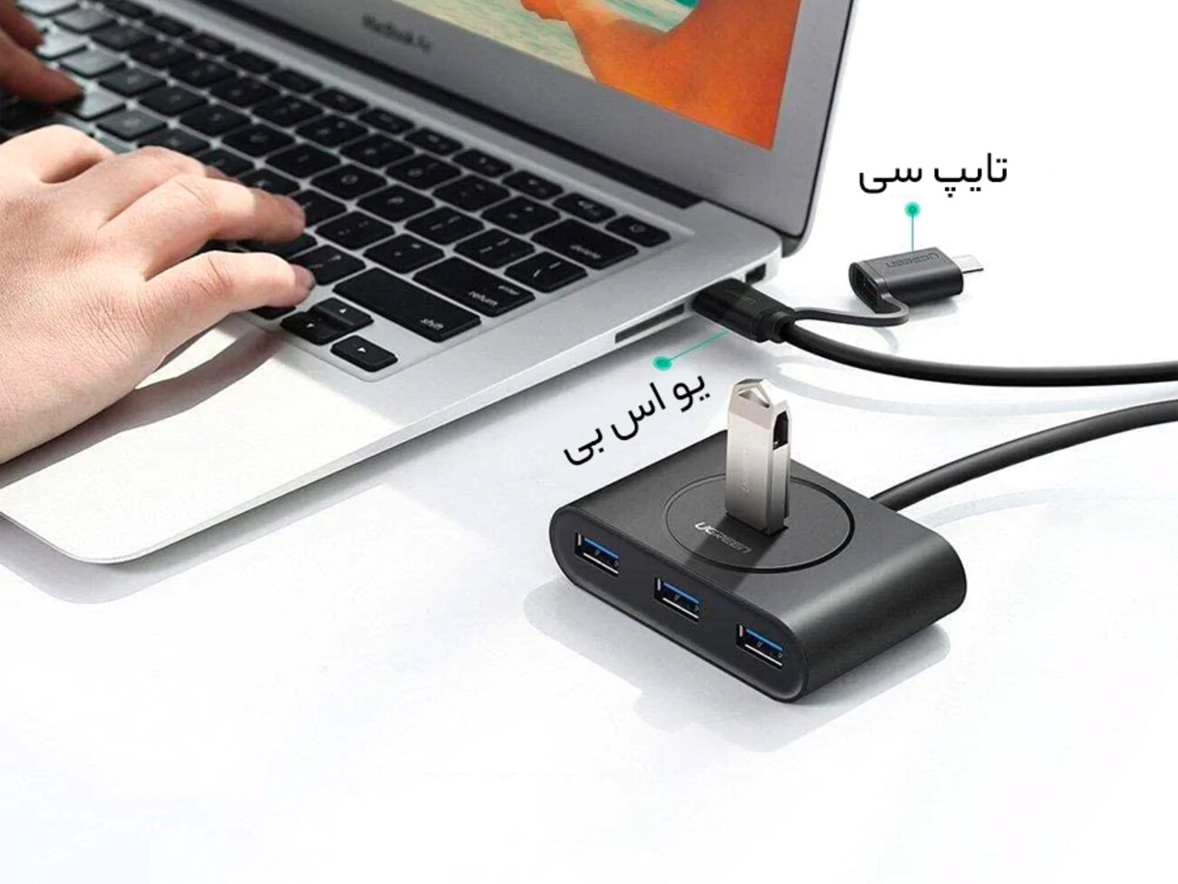 هاب یو اس بی و تایپ سی 4 پورت یوگرین Ugreen CR113 40850
