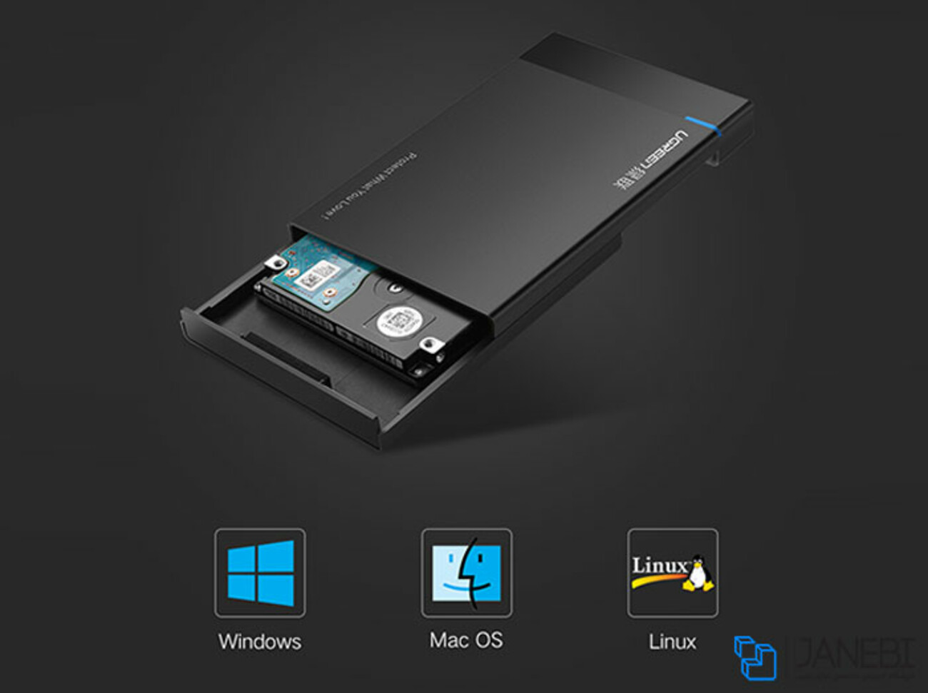 باکس تبدیل هارد داخلی به هارد اکسترنال یوگرین Ugreen USB 3.0 To 2.5 Inch Sata External Hard Drive Enclosure