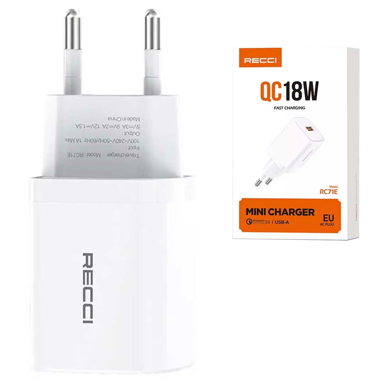 شارژر دیواری یو اس بی 18 وات رسی RC71E