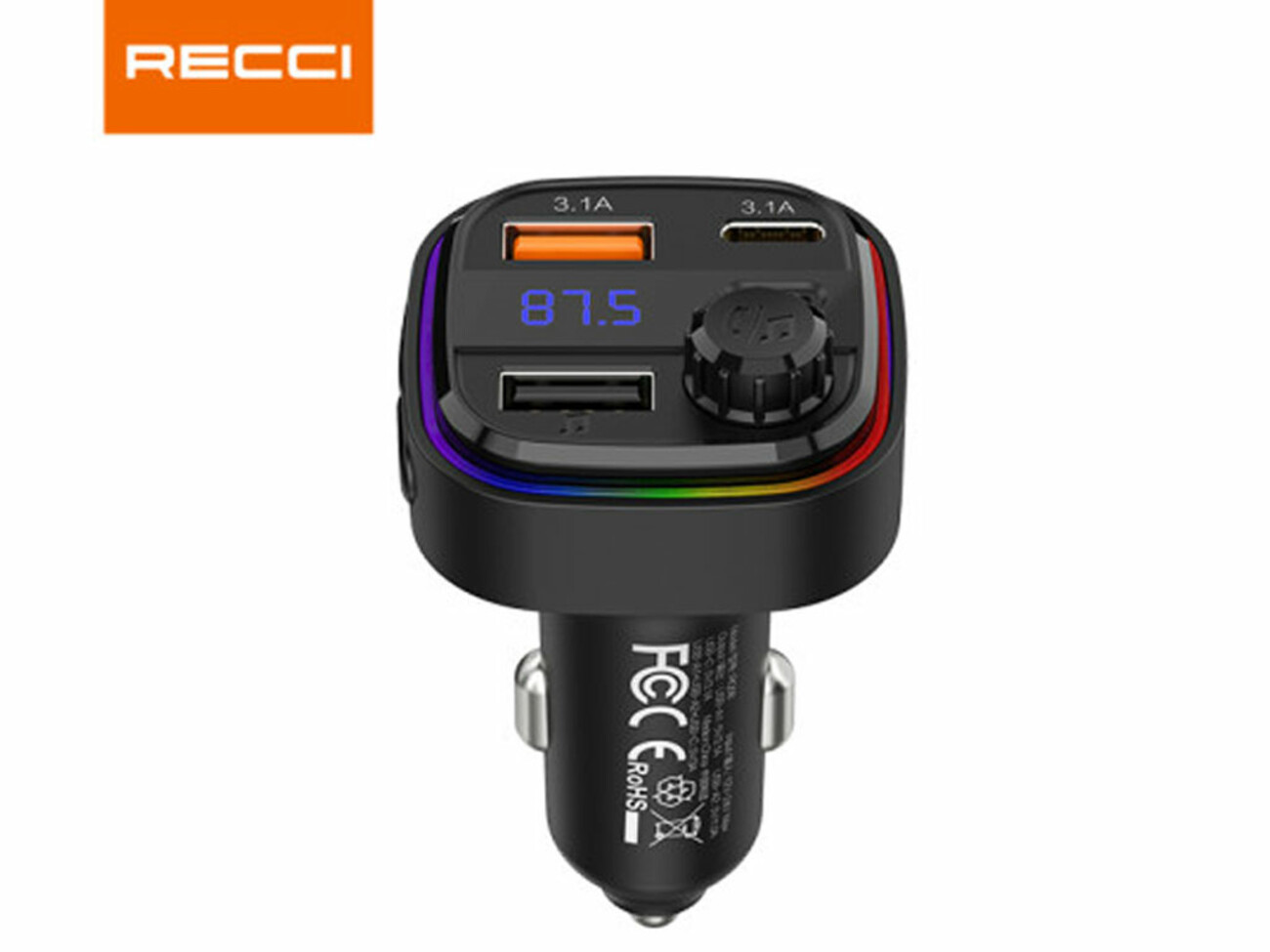 قیمت شارژر فندکی دو پورت تایپ سی و یو اس بی  30  وات رسی  RQ08