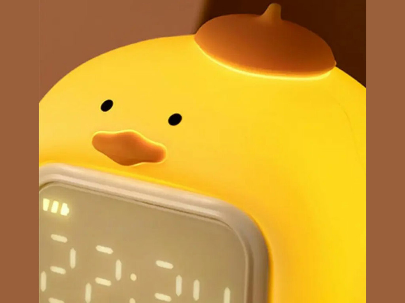 کیفیت چراغ خواب سیلیکونی و ساعت زنگ‌دار دیجیتالی فانتزی رومیزی C15 Cartoon Duck Alarm Clock Silicone Night Light