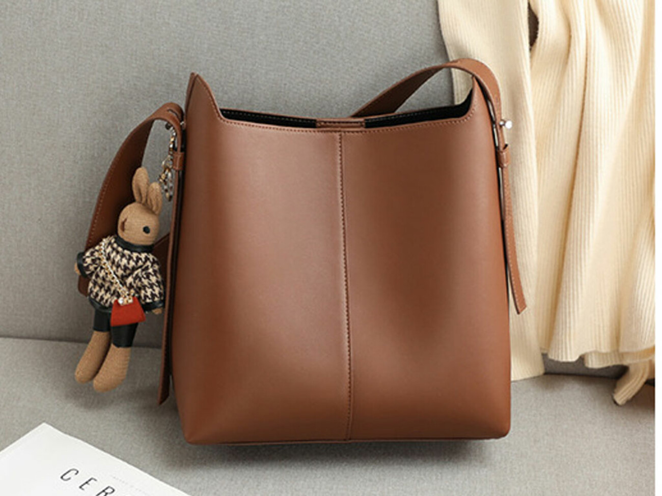 خرید کیف شانه ای زنانه با ظرفیت بزرگ New Women's Leather Bucket Bag Large Capacity