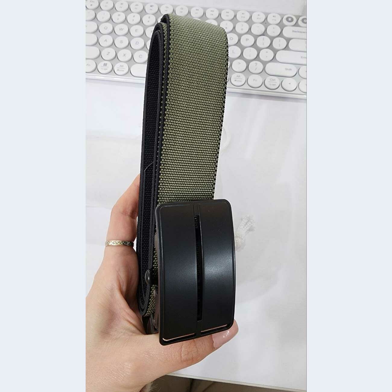 کمربند مردانه پارچه ای دو رو با قابلیت چرخش 360 درجه سگک