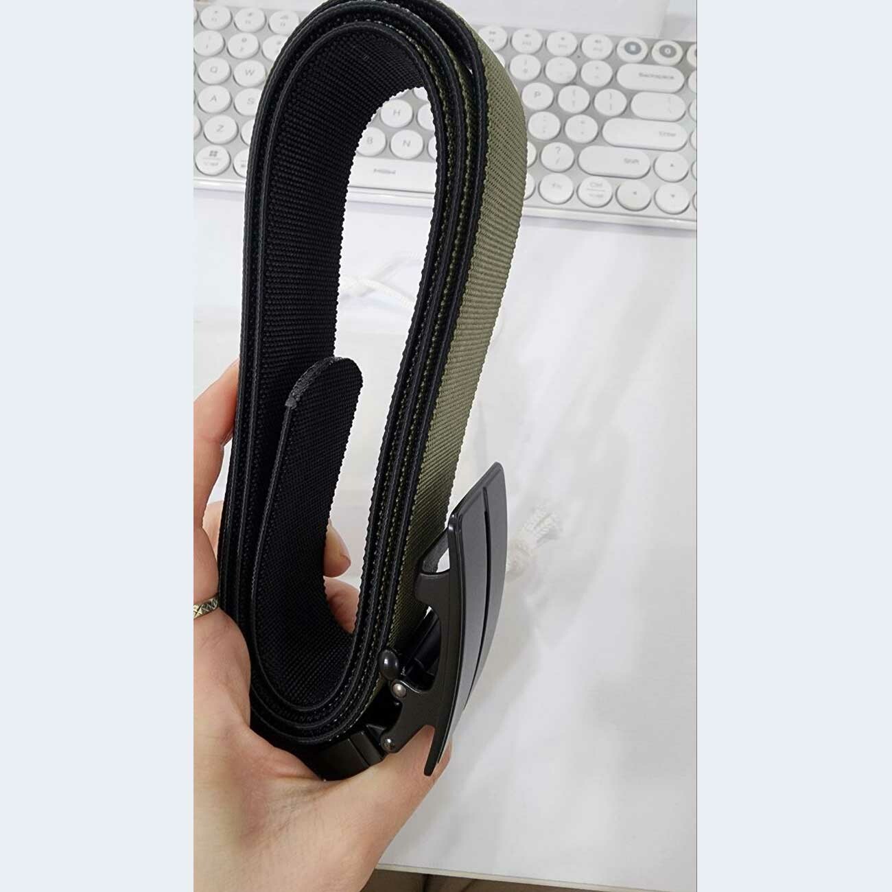 کمربند مردانه پارچه ای دو رو با قابلیت چرخش 360 درجه سگک
