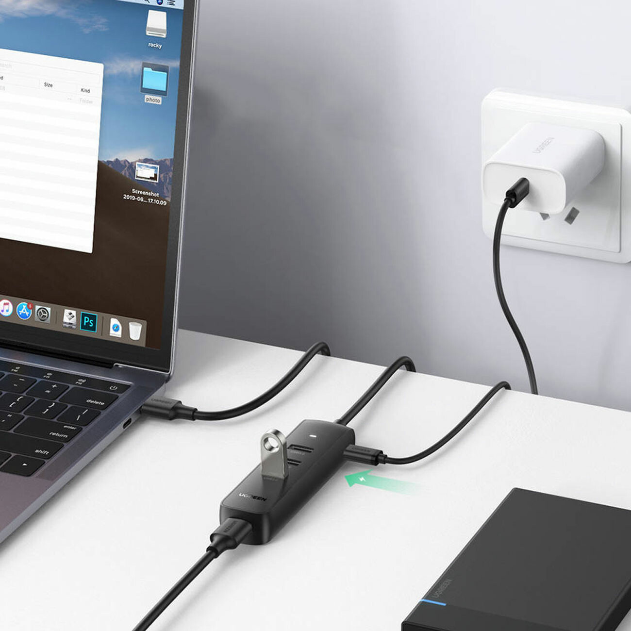 اتصال کابل USB-C به هاب چندکاره UGREEN