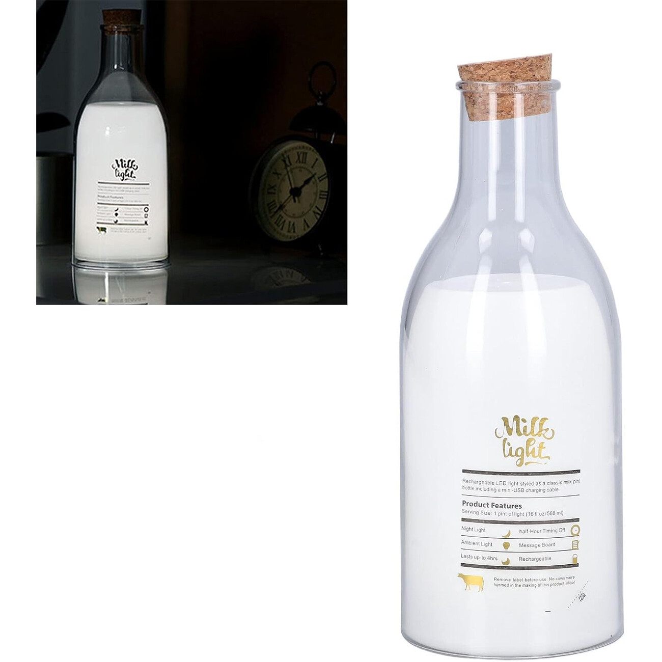 چراغ خواب فانتزی رومیزی شارژی طرح بطری شیر K-01