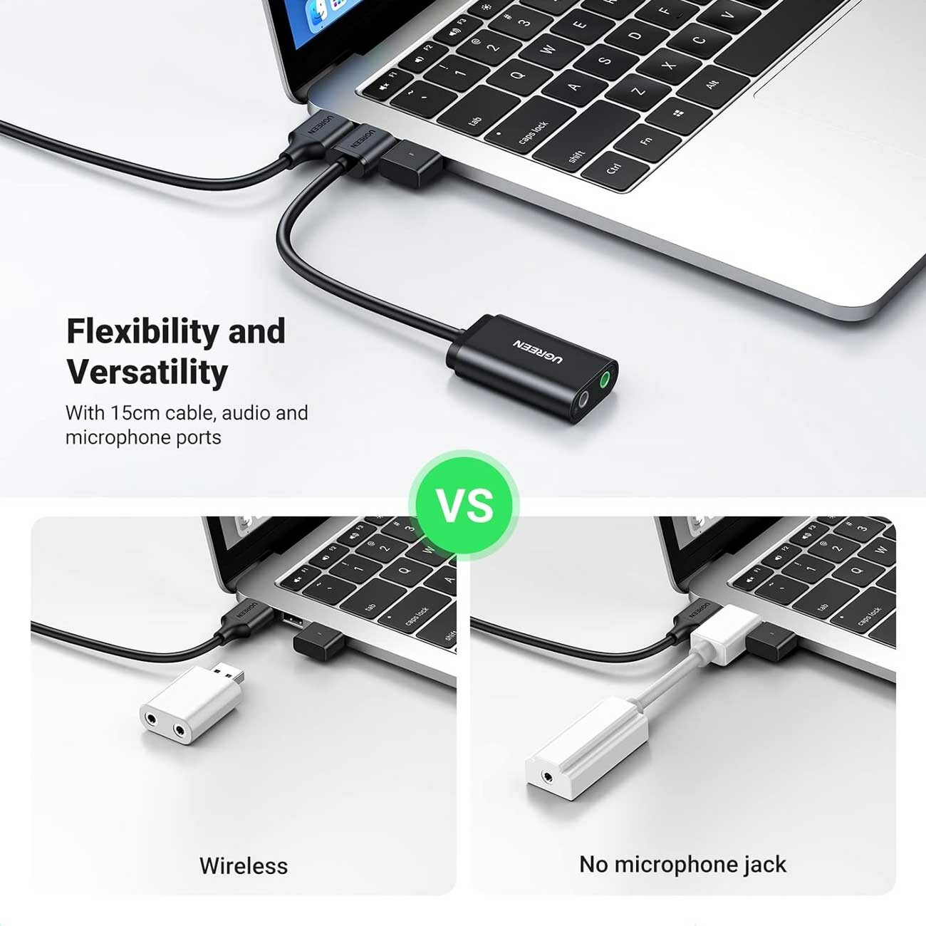 فروش تبدیل صدای USB به جک 3.5 میلی‌متر 15 سانتی‌متری یوگرین