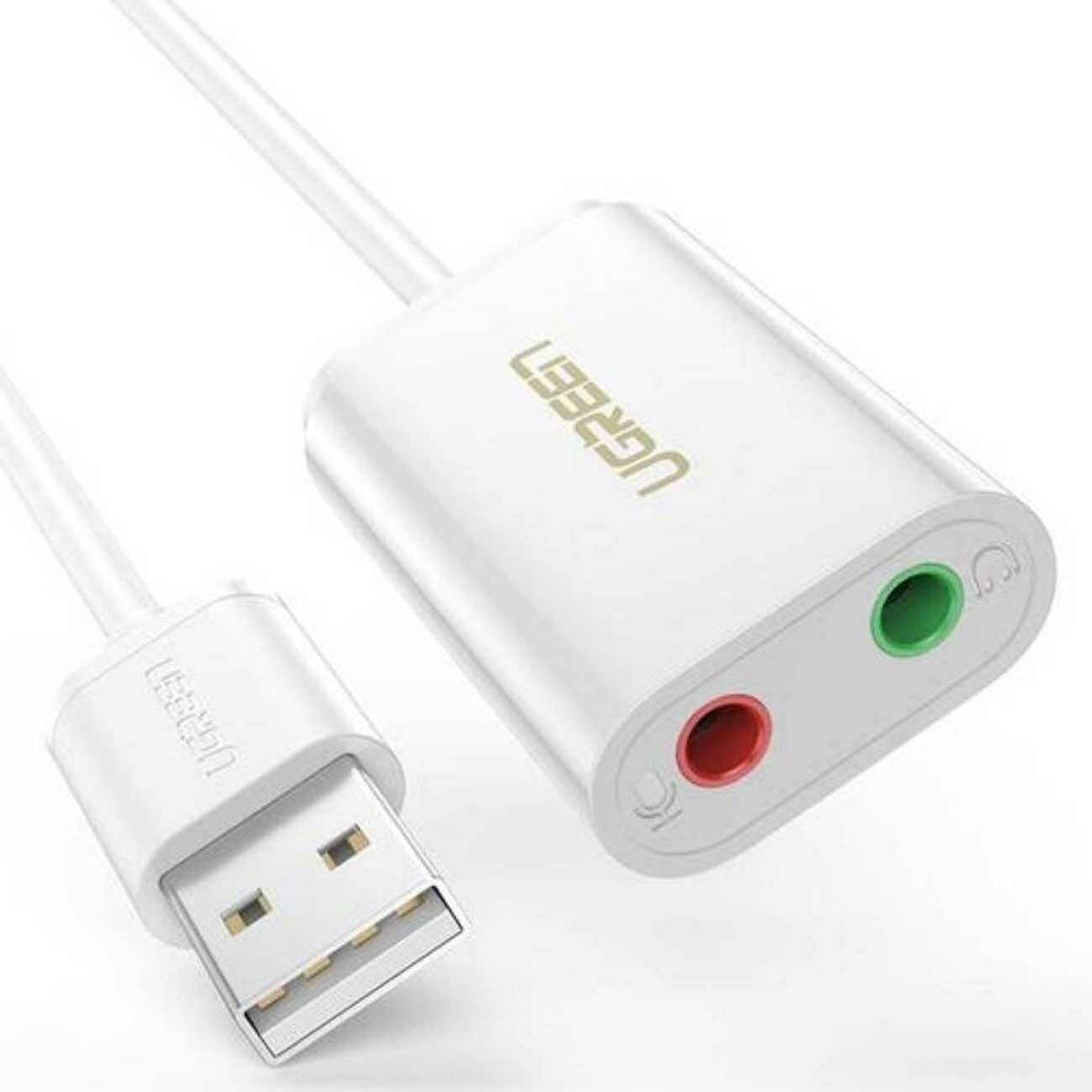 تبدیل صدای USB به جک 3.5 میلی‌متر 15 سانتی‌متری یوگرین