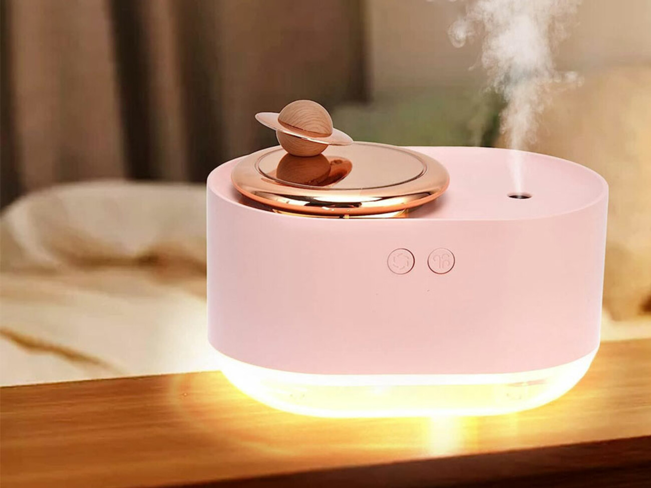 دستگاه بخور و چراغ خواب شارژی قابل حمل Rotating Planet Humidifier Car Mute Spray Humidification