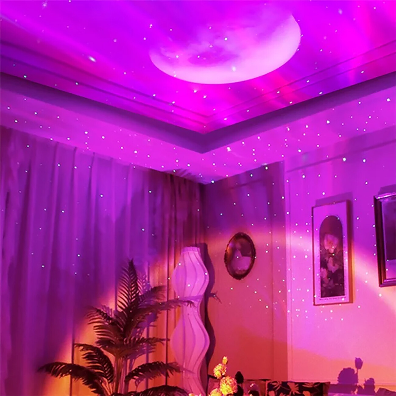 لامپ پروژکتور آسمان شب و ستاره طرح سفینه