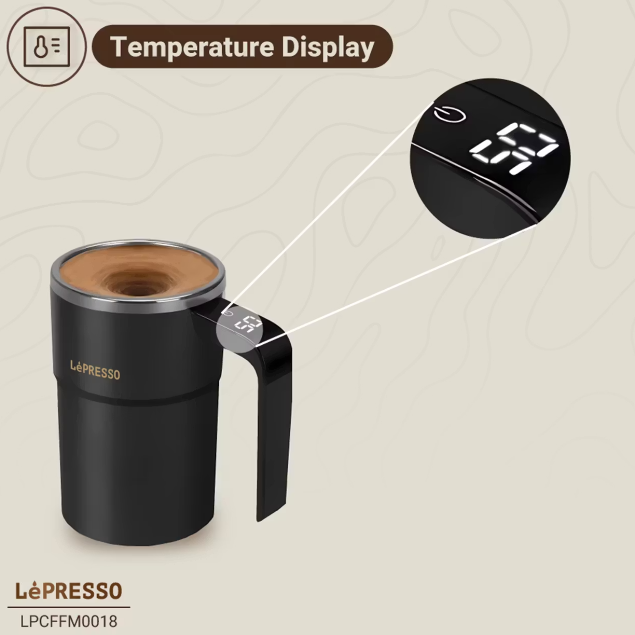 ماگ همزن‌دار مغناطیسی خودکار شارژی 380 میلی‌لیتری لپرسو LPCFFM0018