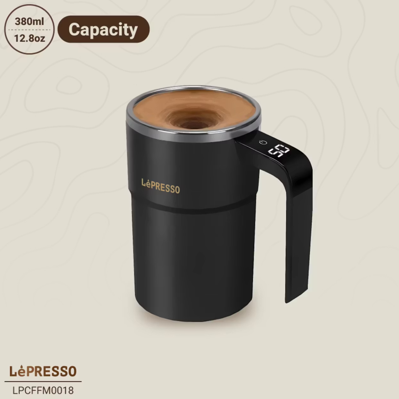 ماگ همزن‌دار مغناطیسی خودکار شارژی 380 میلی‌لیتری لپرسو LPCFFM0018