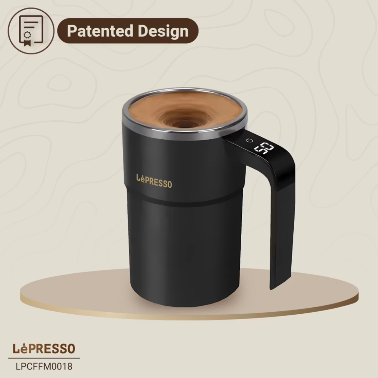 ماگ همزن‌دار مغناطیسی خودکار شارژی 380 میلی‌لیتری لپرسو LPCFFM0018