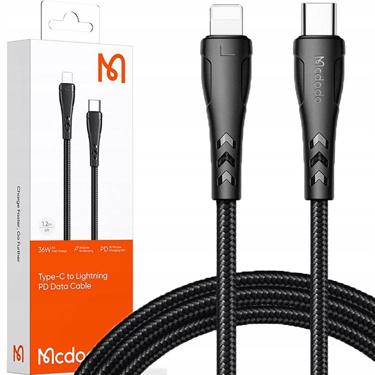کابل شارژ سریع تایپ‌سی به لایتنینگ 36 وات 1.2 متری مک دودو CA-4571