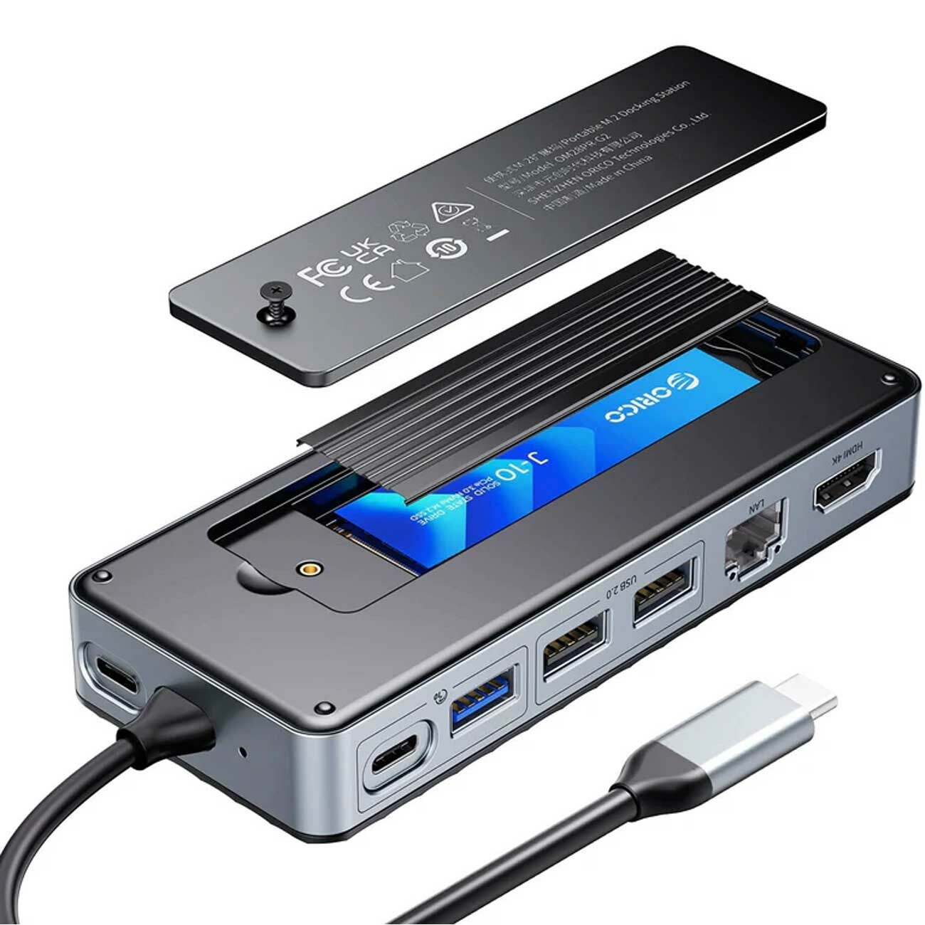 آداپتور تایپ‌سی 8 پورت اوریکو با محفظه SSD