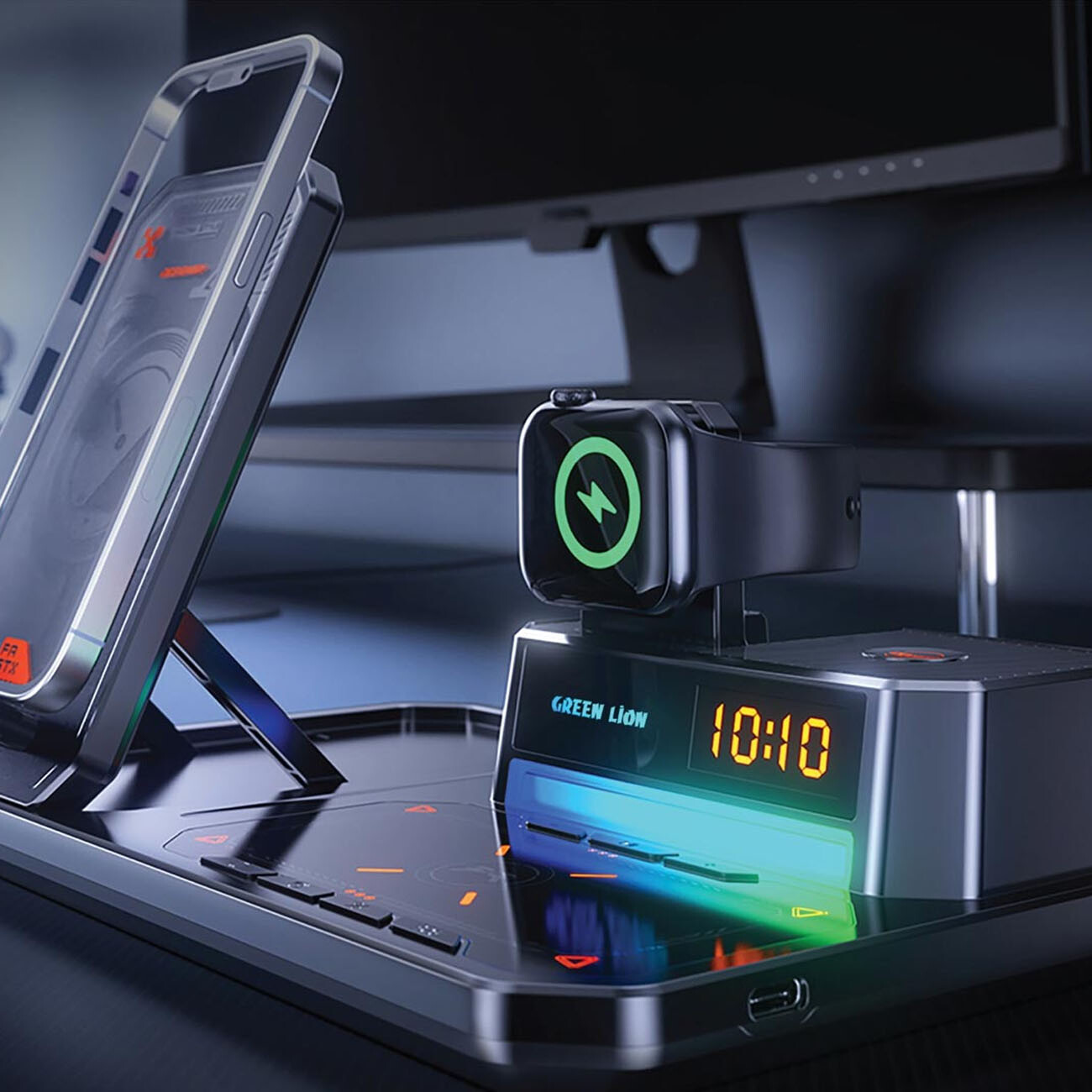پایه شارژ چندکاره با نور RGB