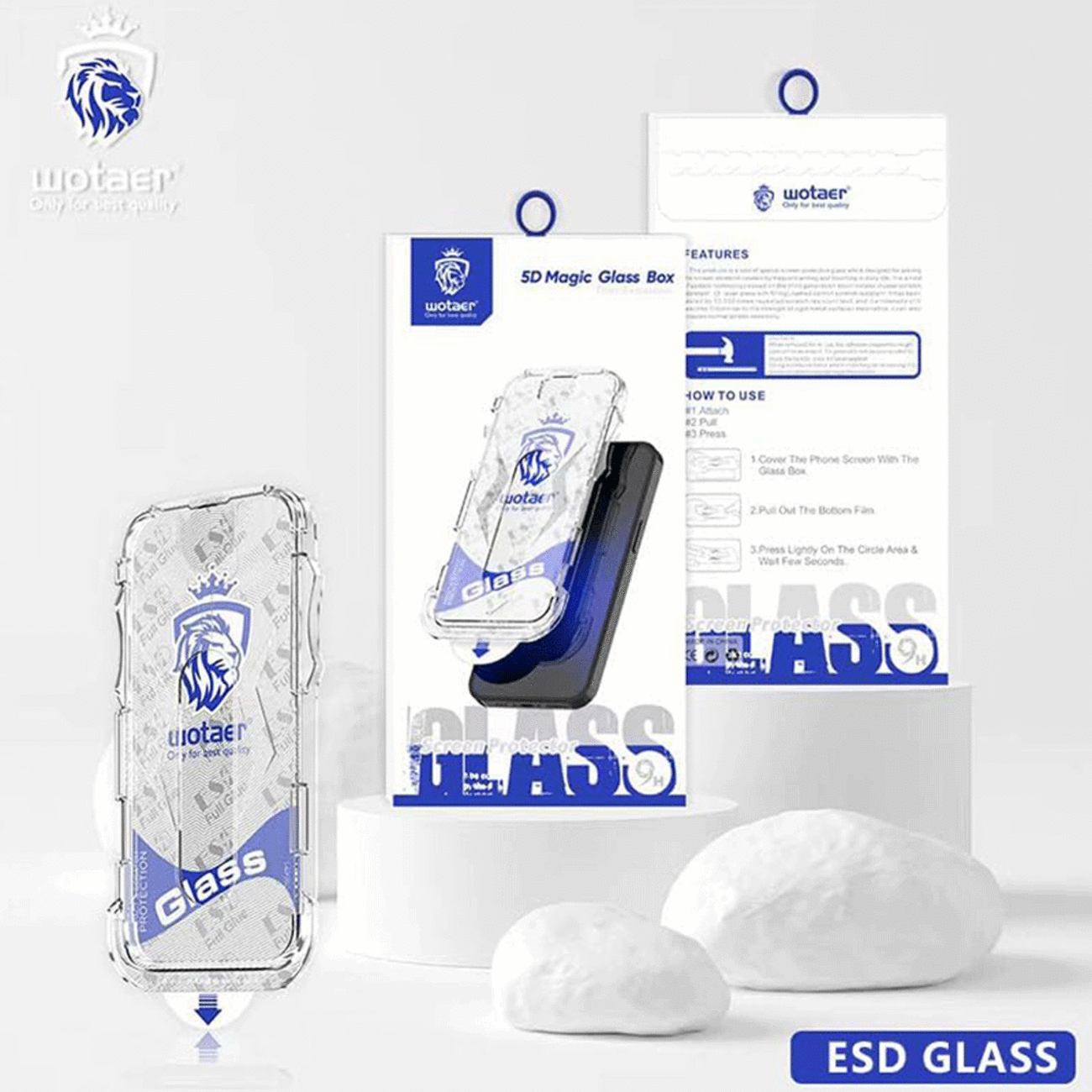 محافظ صفحه نمایش آیفون 15 پرومکس با نصب آسان WOTAER