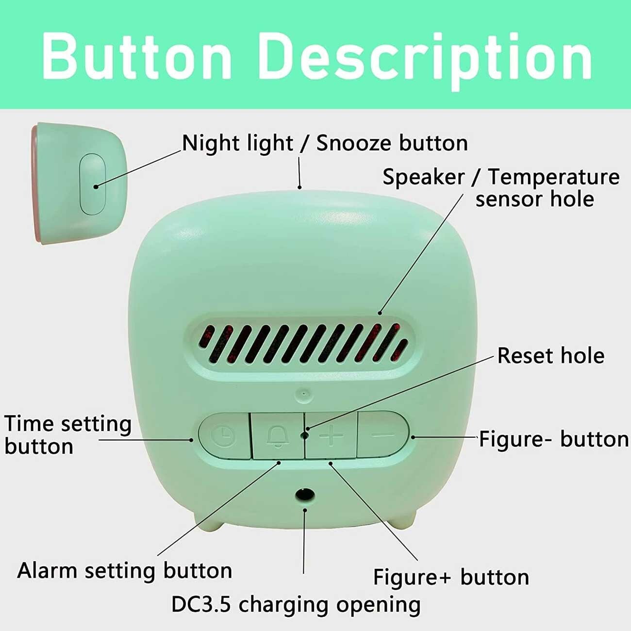 ساعت زنگ‌دار رومیزی دیجیتال Cute digital study alarm clock BD-AC-02