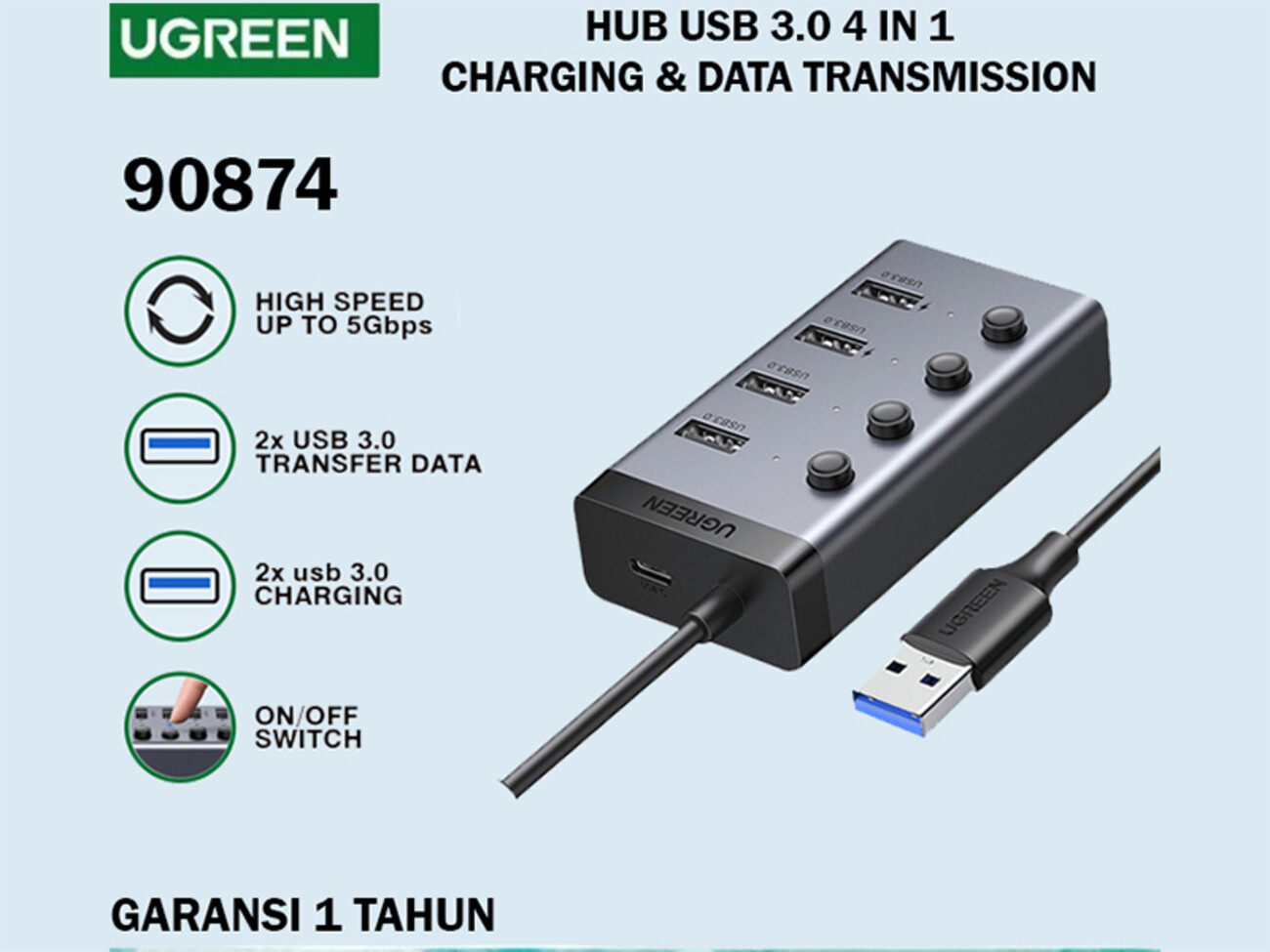 قیمت هاب 4 در 1 یوگرین Ugreen 4IN1 USB HUB 3.0 Adapter cm613-90874