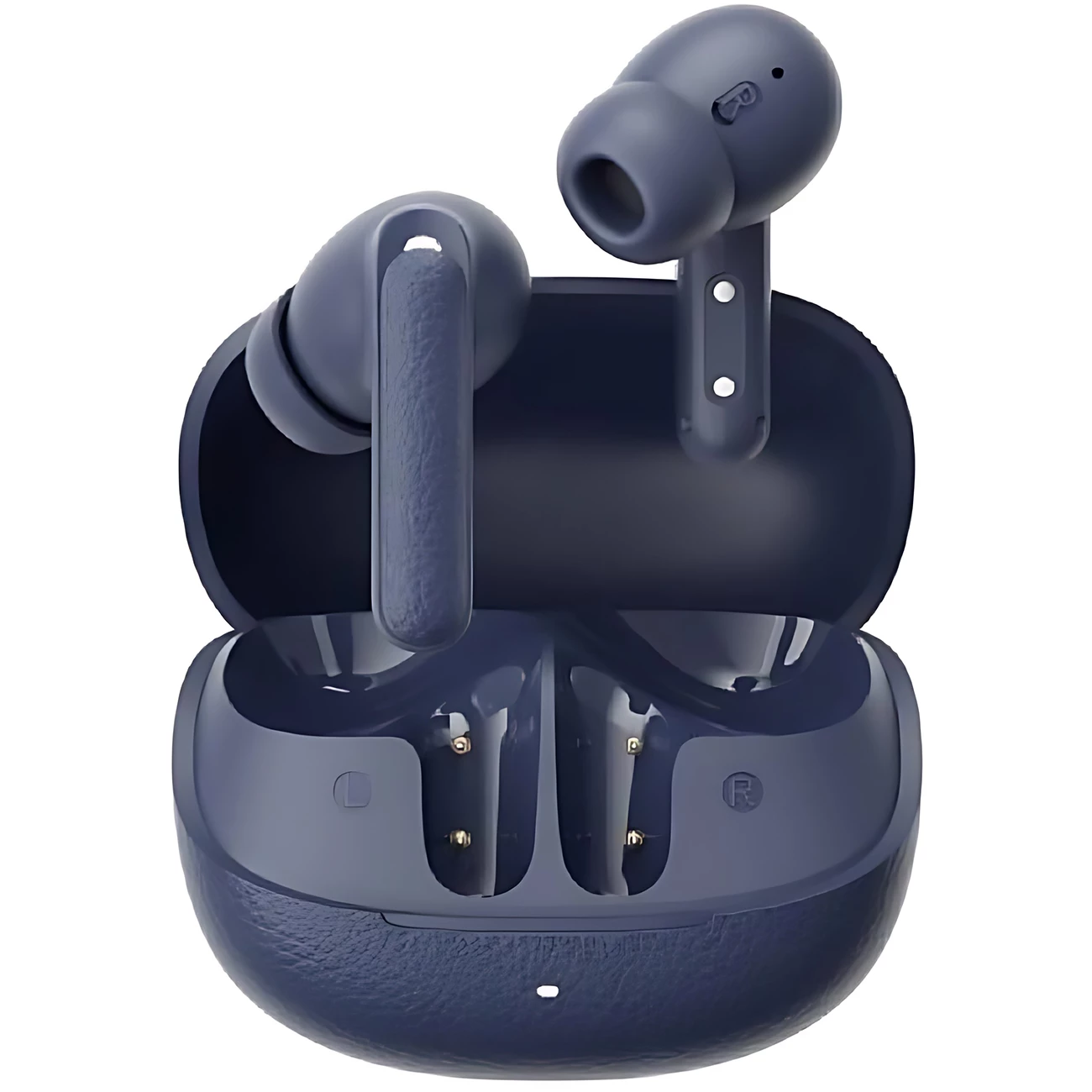 کیس و هندزفری آبی بدنه با بافت چرمی