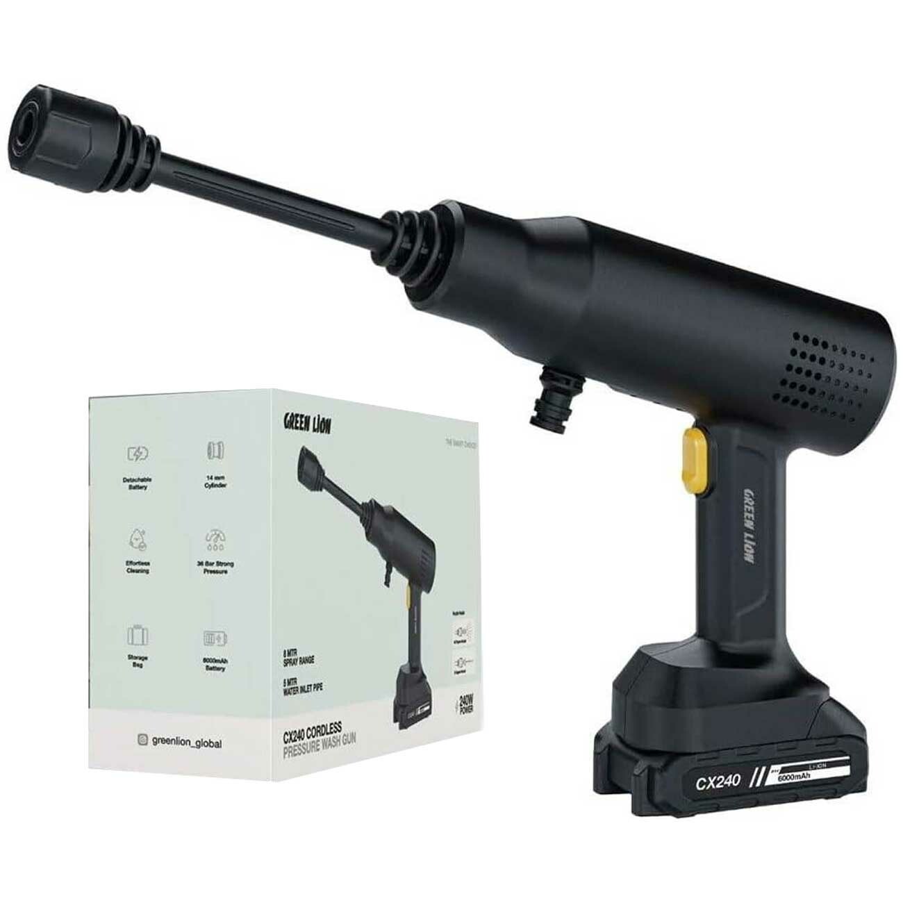 کارواش خانگی شارژی فشار قوی گرین‌لاین GNC240WGUNBK