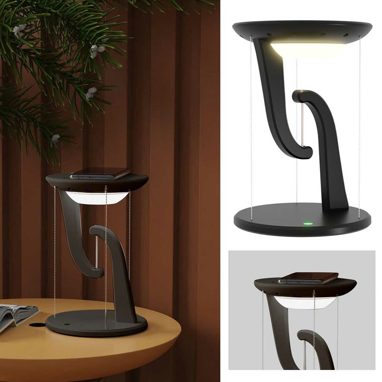 خرید چراغ مطالعه LED رومیزی هوشمند و شارژر بی‌سیم