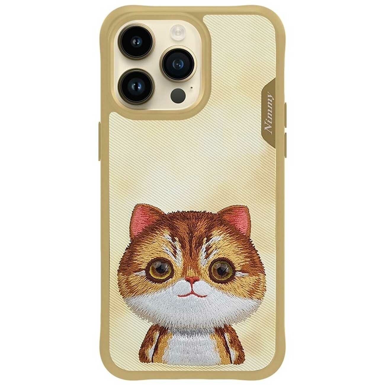 قاب محافظ گوشی آیفون 16 پرومکس طرح گربه با چشم متحرک نیمی