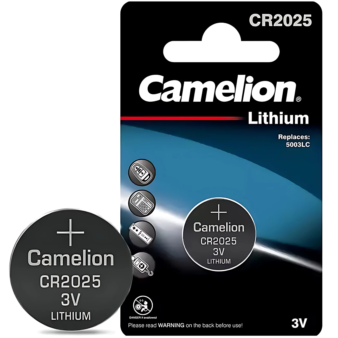 باتری سکه‌ای لیتیومی ولتاژ 3 ولت ظرفیت 150میلی‌آمپر کملیون CR2025