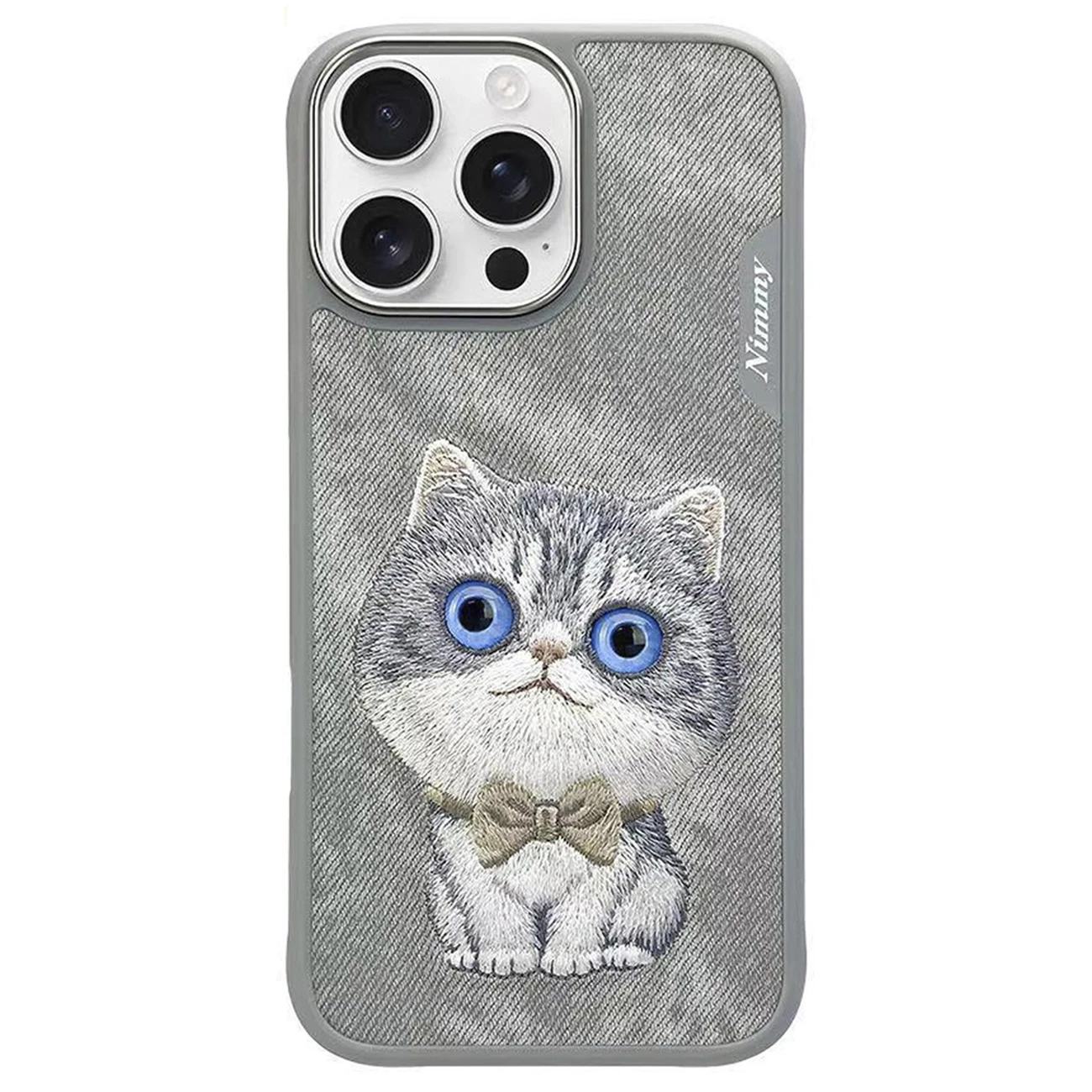 قاب گوشی آیفون 16 پرومکس طرح گربه با چشم سه‌بعدی نیمی