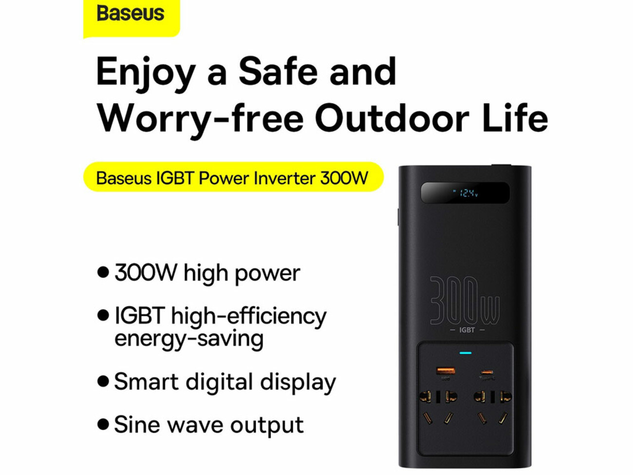خرید اینورتر برق 220 ولت بیسوس Baseus IGBT Power Inverter 300W CGNB010101