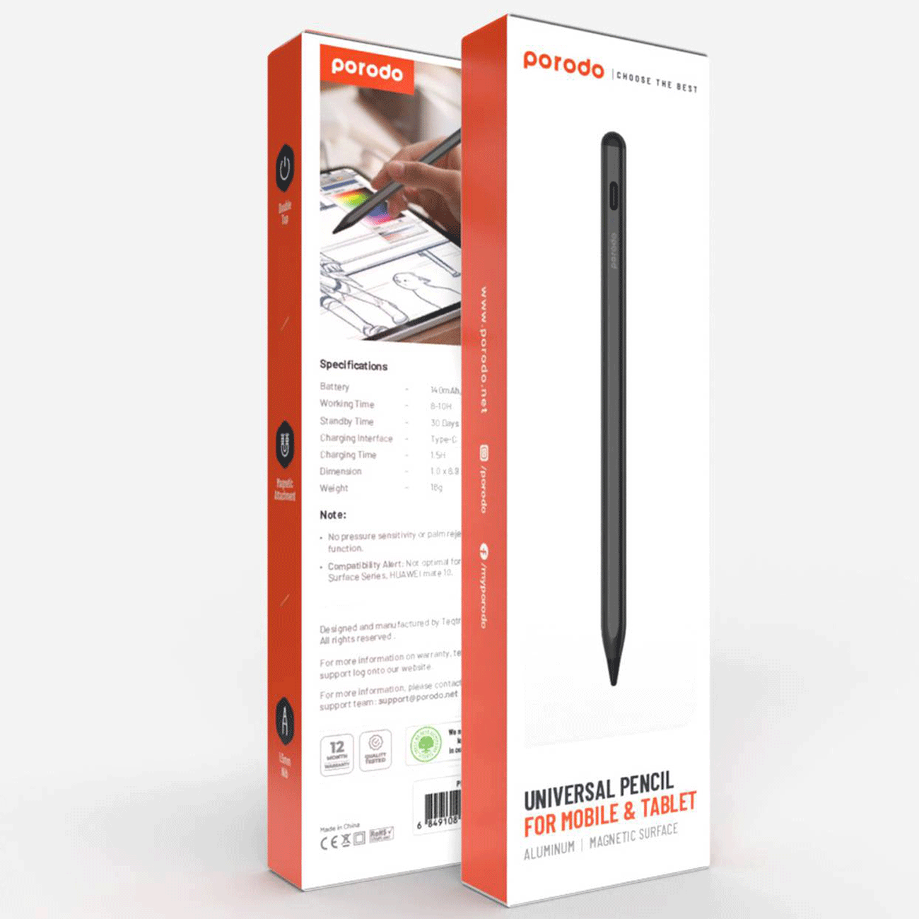 قلم لمسی مخصوص موبایل و تبلت پرودو PD-USPTS-BK