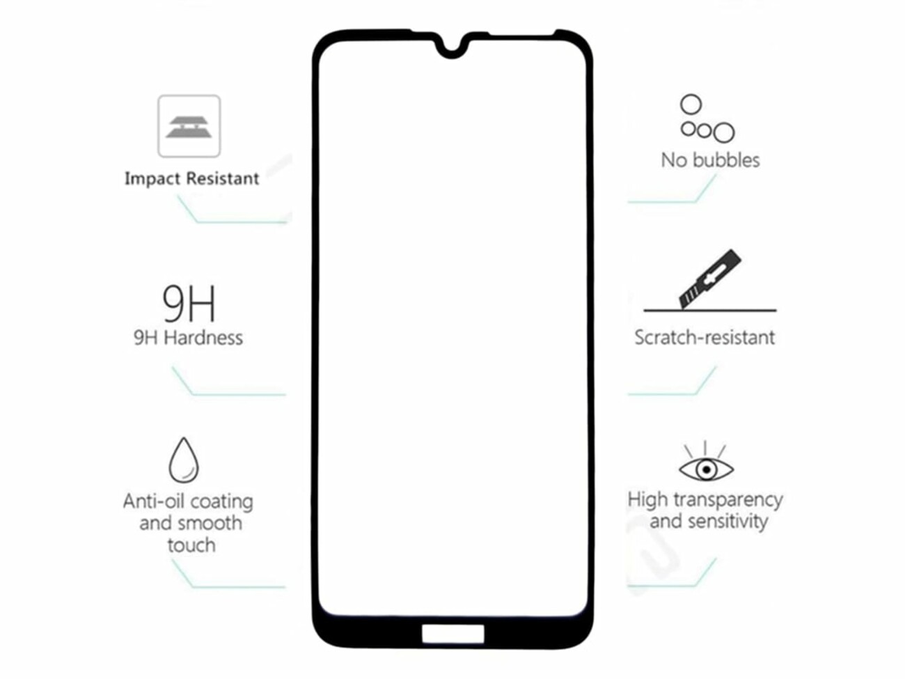 گلس و محافظ تمام صفحه Mletubl Full Glass For Huawei Y6 Pro 2019