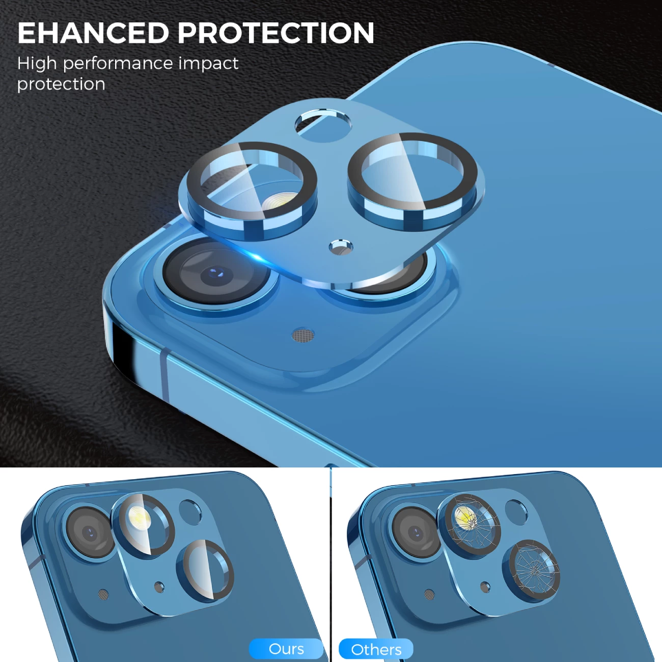 گلس فریم آلومینیومی لنز دوربین گوشی آیفون 13 و آیفون 13 مینی آها استایل