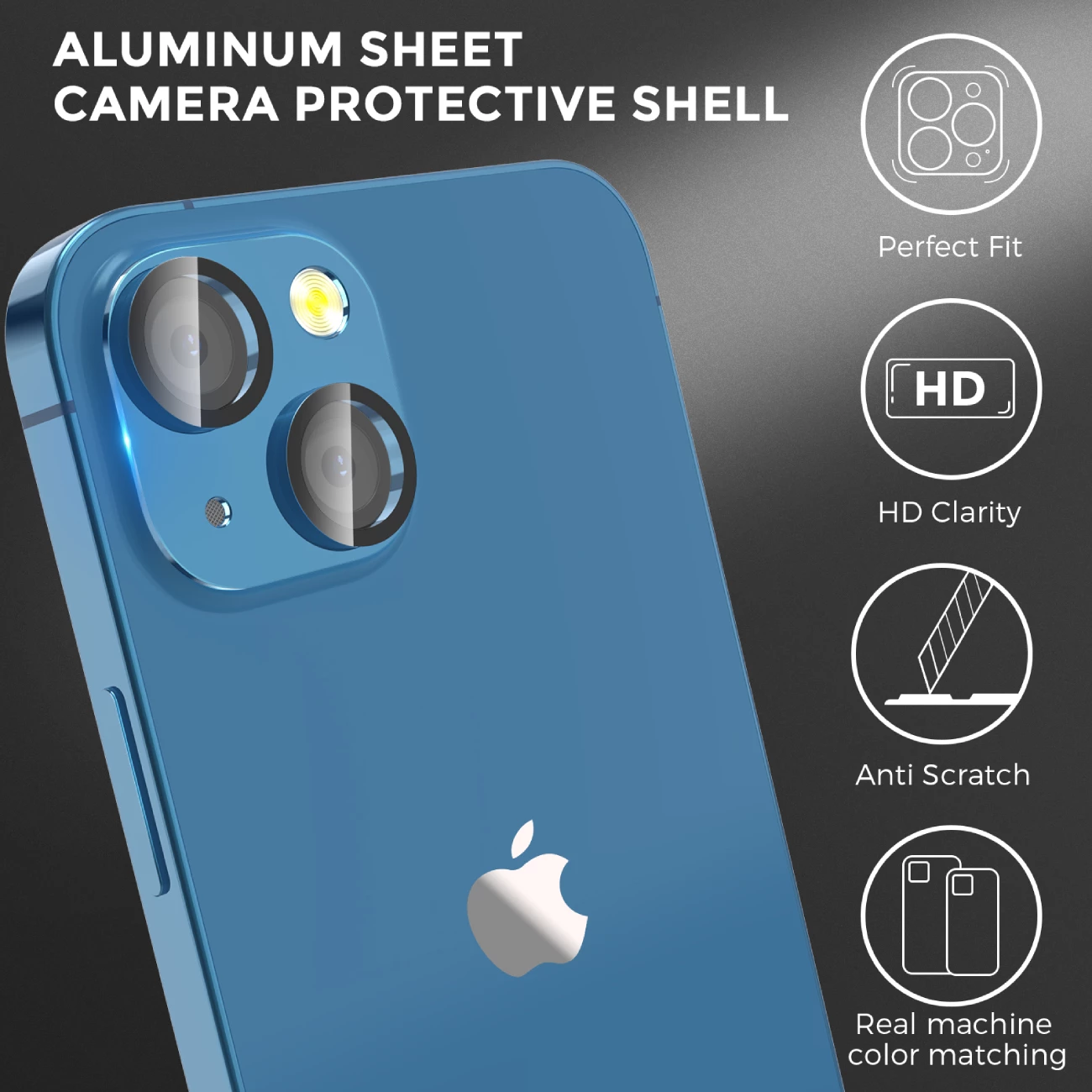 گلس فریم آلومینیومی لنز دوربین گوشی آیفون 13 و آیفون 13 مینی آها استایل