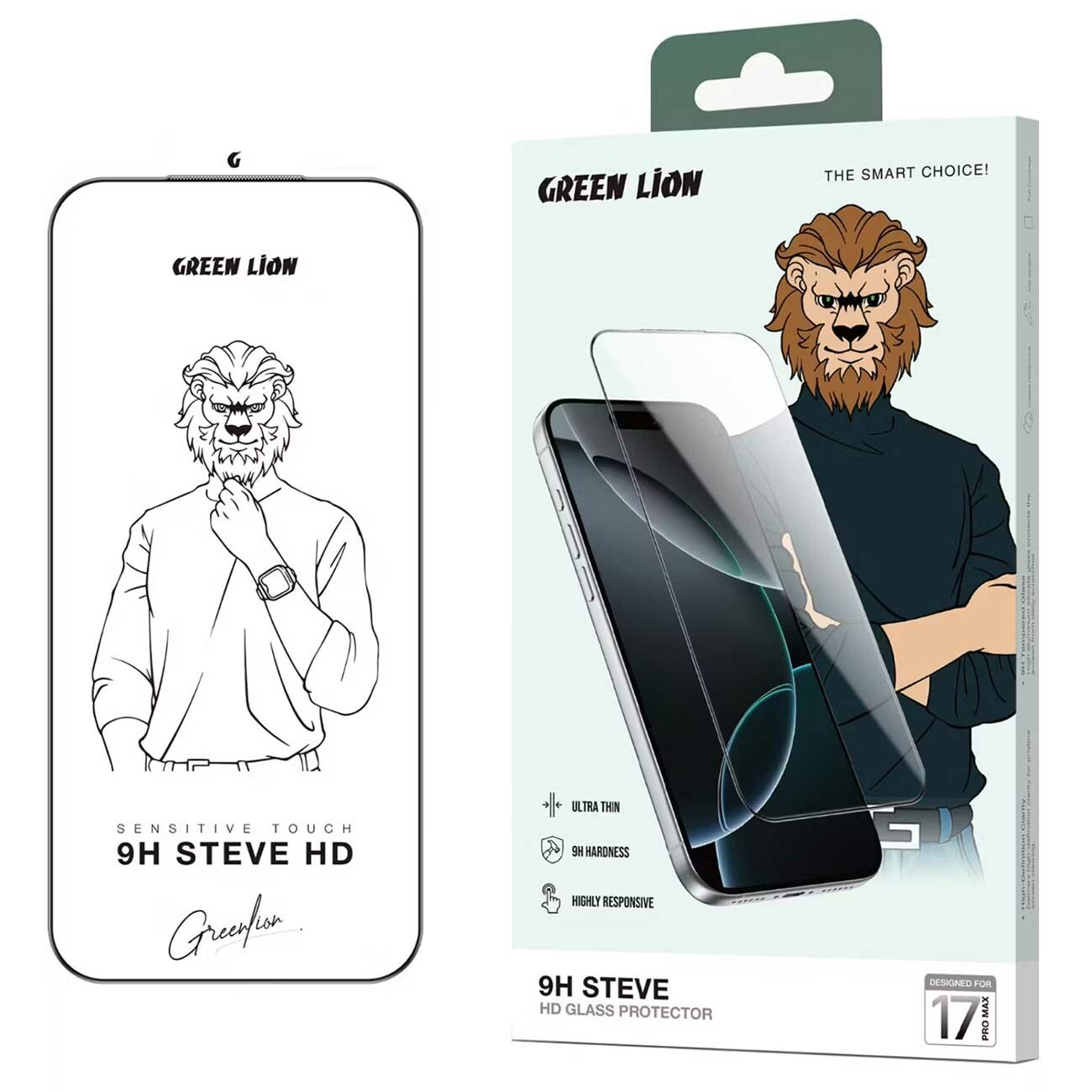 گلس شفاف آیفون 17 پرومکس گرینلاین Green Lion GN9HSGL17PMCL