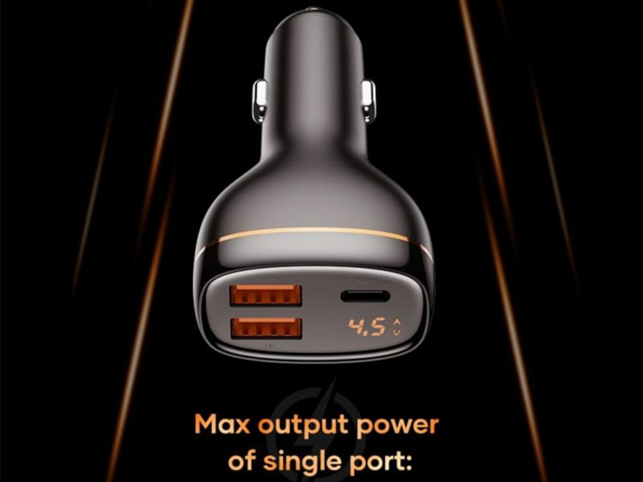 شارژر فندکی فست شارژ ماشین تایپ سی 60 وات دارای نمایشگر راک