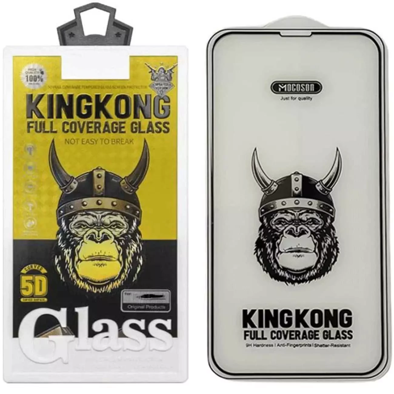 گلس شیشه ای تمام چسب  5 بعدی آیفون 16 موکسون KINGKONG