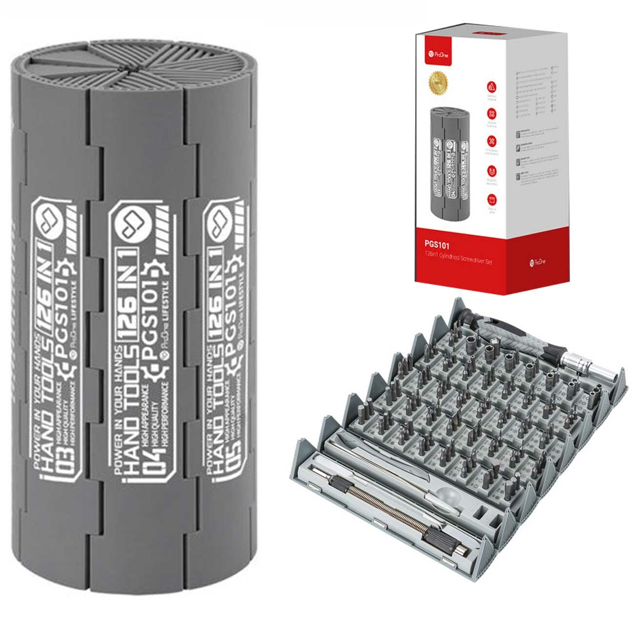 ست پیچ گوشتی آهنربایی استوانهای 126 عددی پرووان Proone PGS101