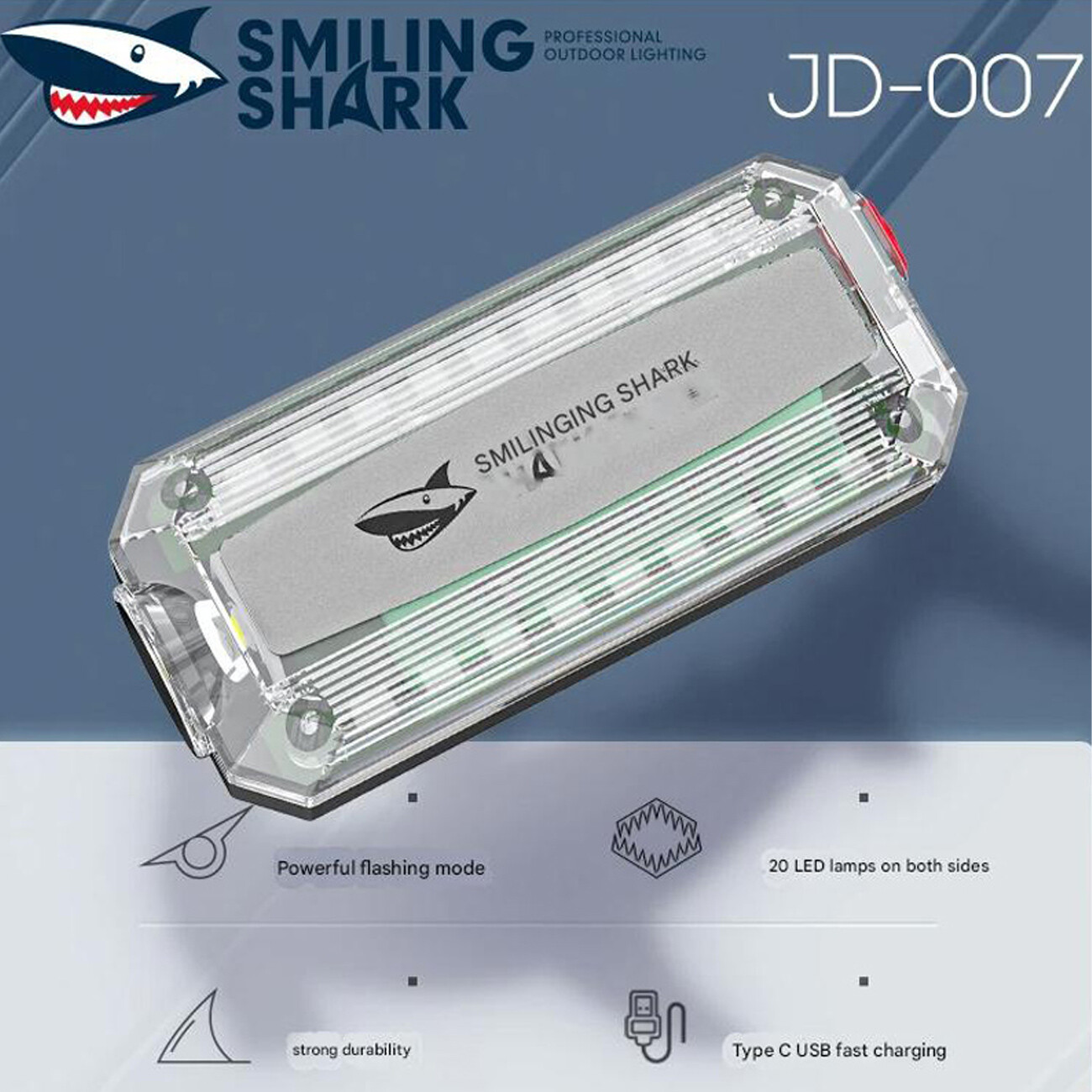 چراغ خطر و چراغ پلیسی اسمایلینگشارک Smiling Shark JD007 با نور قرمز و آبی