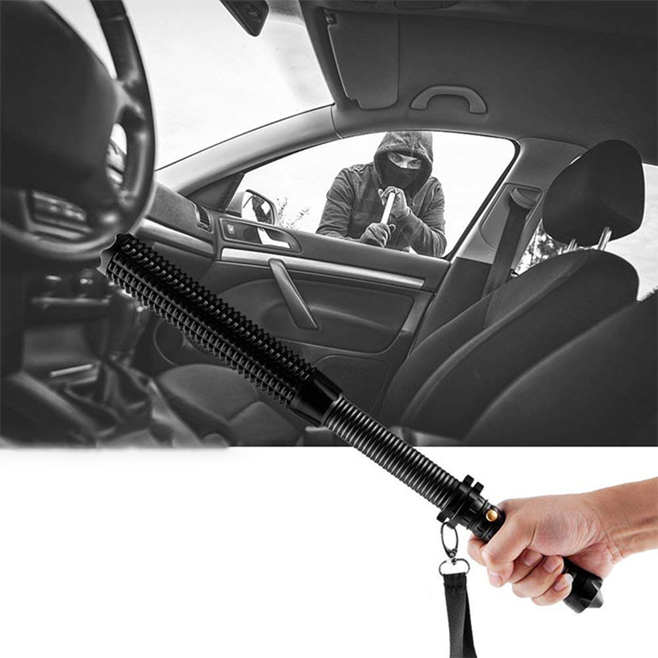 چراغ قوه شارژی و چکش اضطراری اسمایلینگ شارک Smailing Shark C100 Rechargeable, high-brightness flashlight with the ability to break car windows