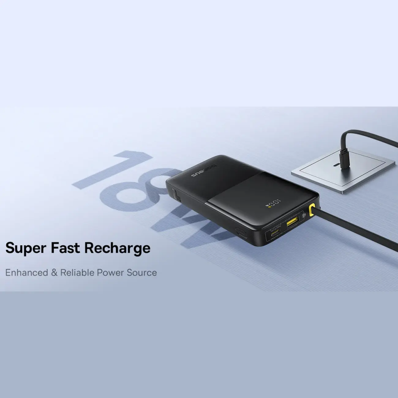 پاوربانک 20وات 10000 با کابل بیسوس Baseus Power Bank Bipow 2 With Cable PPBD2-1W20