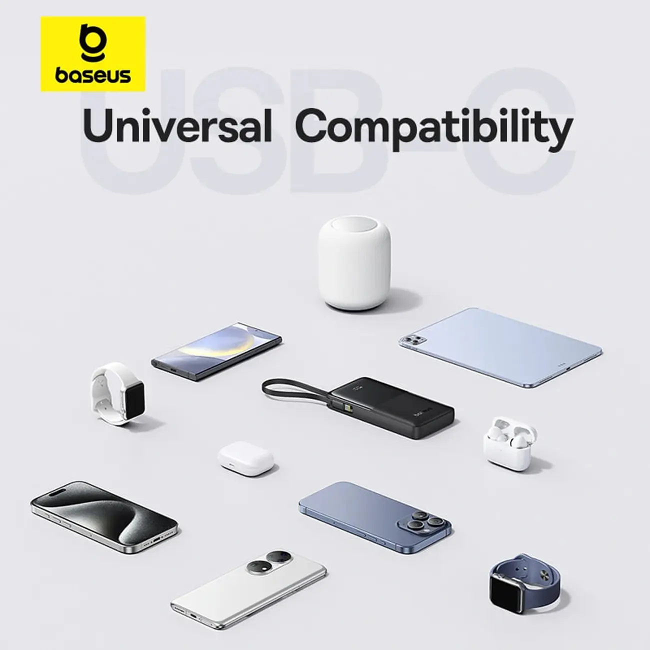 پاوربانک 20وات 10000 با کابل بیسوس Baseus Power Bank Bipow 2 With Cable PPBD2-1W20