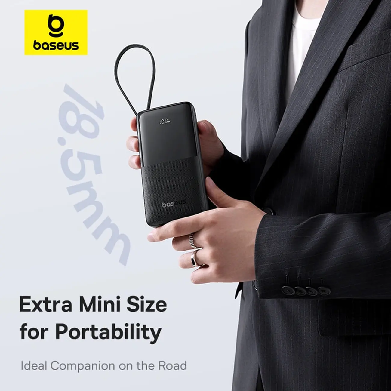 پاوربانک 20وات 10000 با کابل بیسوس Baseus Power Bank Bipow 2 With Cable PPBD2-1W20
