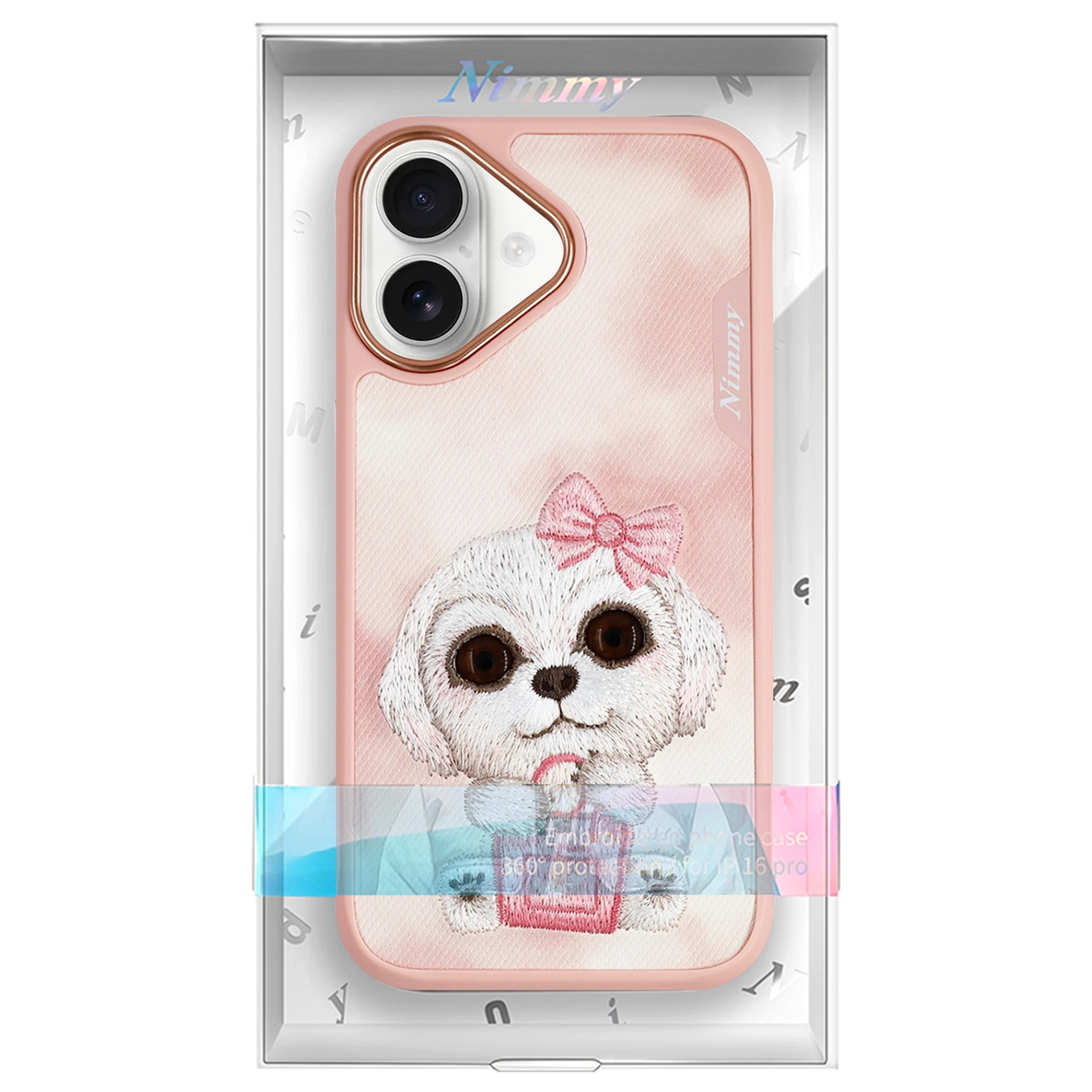 قاب مگ‌سیف گوشی آیفون طرح سگ بامزه گلدوزی شده NIMMY N-XDY-IP16-02-A case 360° protection iPhone 16 -02-A