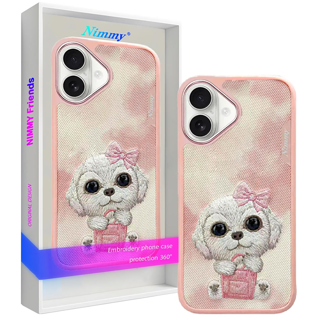 قاب مگسیف گوشی آیفون 16 طرح سگ بامزه گلدوزی شده NIMMY N-XDY-IP16-02-A case 360° protection iPhone 16 -02-A
