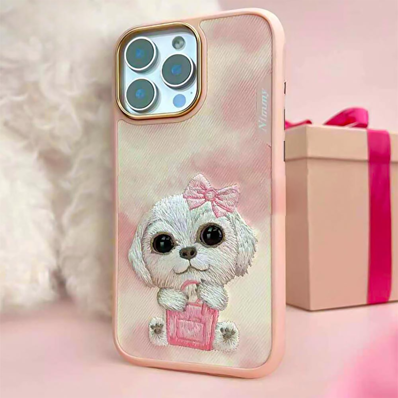قاب مگ‌سیف گوشی آیفون 16 طرح سگ بامزه گلدوزی شده NIMMY N-XDY-IP16-02-A case 360° protection iPhone 16 -02-A