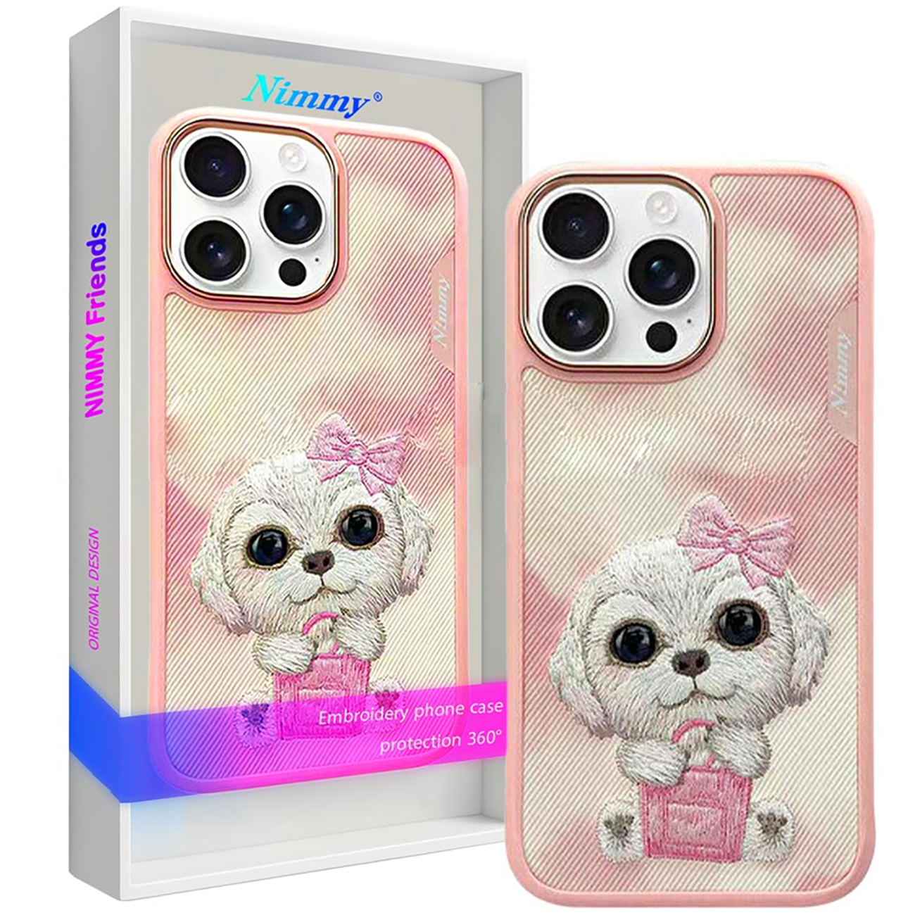 قاب مگسیف گوشی آیفون 16 پرومکس طرح سگ بامزه گلدوزی شده NIMMY N-XDY-IP16-PRO-MAX-02-A case 360° protection iPhone 16 PRO-MAX-02-A
