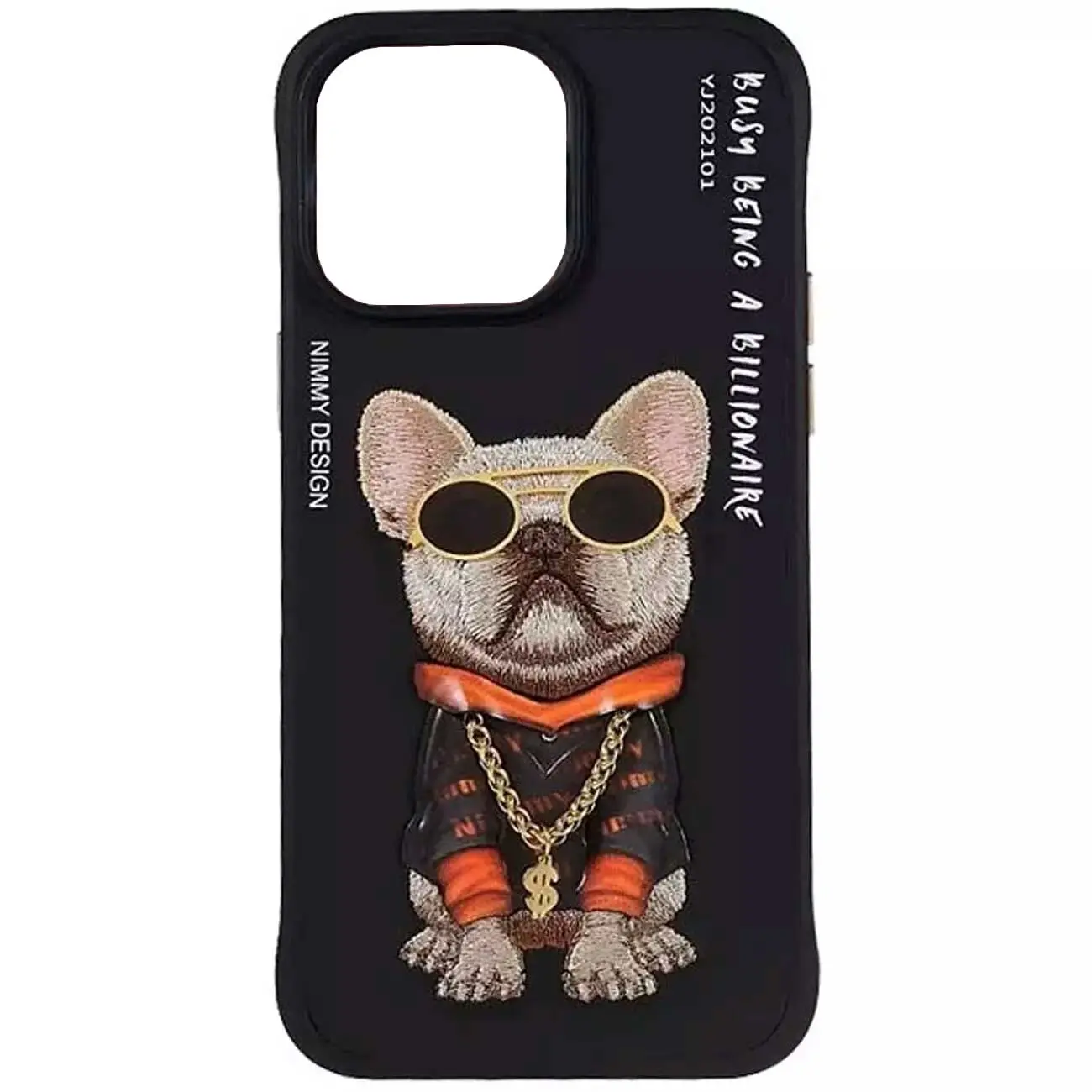 قاب گوشی آیفون 16 پرو طرح سگ عینکی با گردنبند واقعی و استایل بینظیر نیمی Nimmy Official Embroidery Chain Series Back Cover iPhone 16 Pro