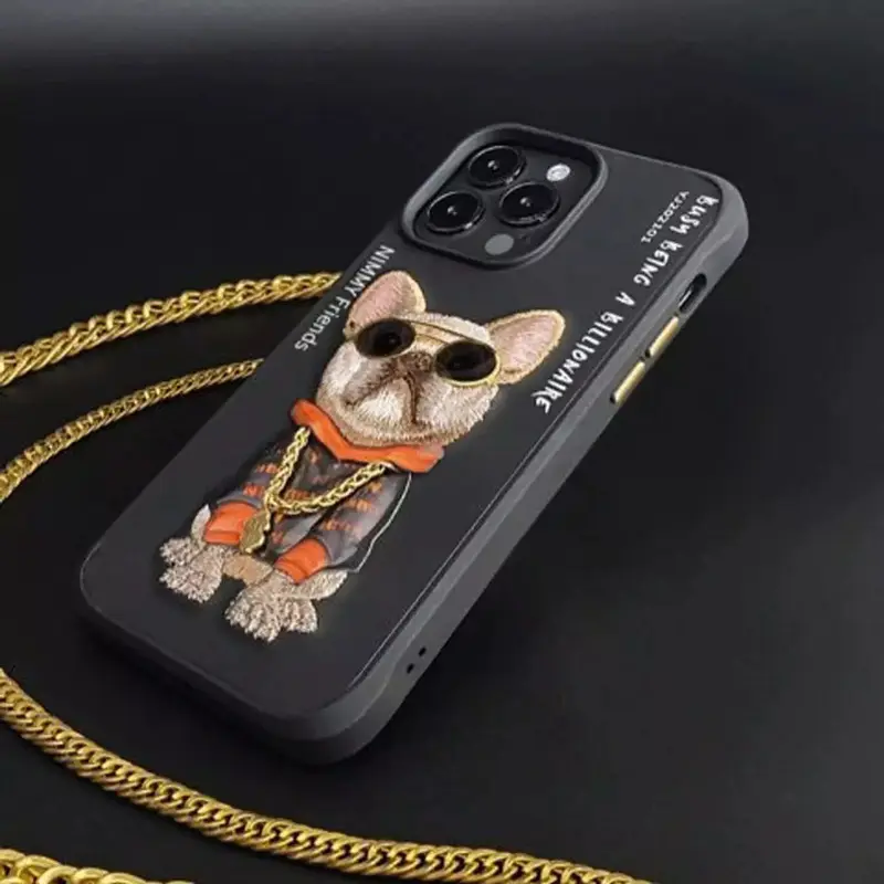 قاب محافظ گوشی آیفون 16 طرح سگ گلدوزی شده نیمی Nimmy Embroidery phone case 360° protection iphone 16