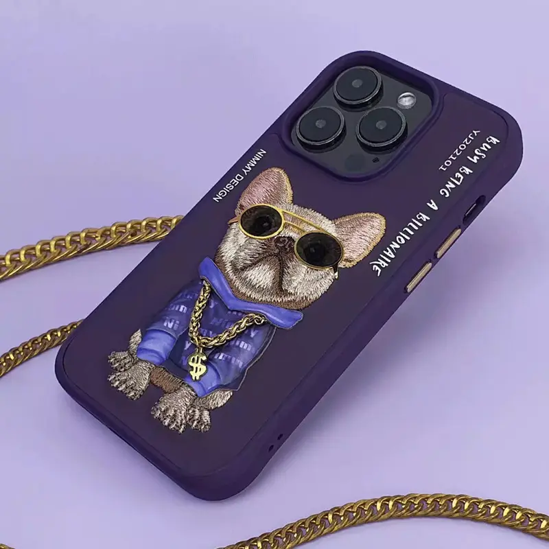 قاب محافظ گوشی آیفون 16 طرح سگ گلدوزی شده نیمی Nimmy Embroidery phone case 360° protection iphone 16